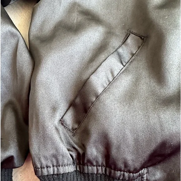 Dolce & Gabbana Vtg. Y2K black satin Bomber jacket embroidery Logo S - Picture 6 of 15